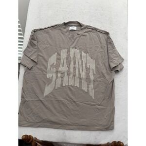 Saint Morta T-Shirt Mens 2XL Gray Brown Short Sleeve "SAINT" Embroidered NEW